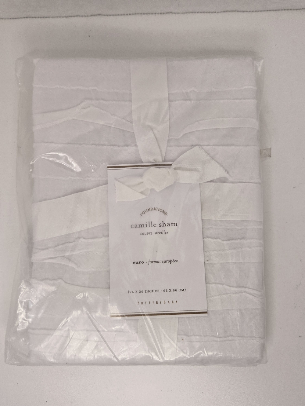 Pottery Barn Foundations Camille Euro Sham in White 26"x26"